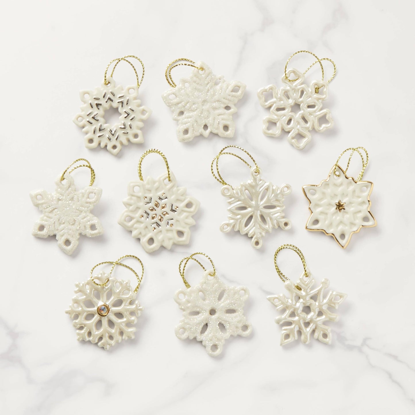 Lenox 890425 Snowflake 10-Piece Ornament Set, Christmas