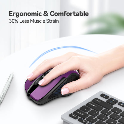 TECKNET Wireless Mouse Rechargeable, 2.4G USB-A Silent Mouse, Quiet Click, 6 Adjustable 4800 DPI, Cordless Computer Mice, Ergonomic Mice for Laptop, 6 Buttons for Chromebook, Ergo Grip - Black
