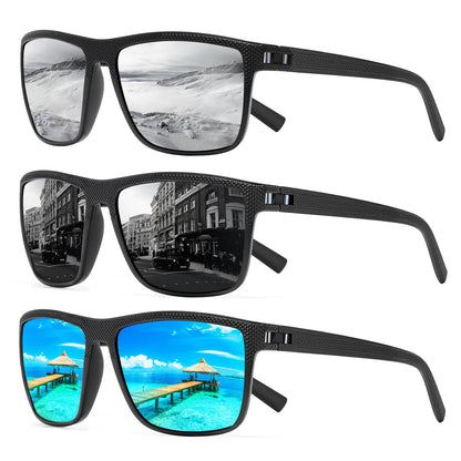 Square Polarized Sunglasses for Men and Women Lightweight Frame Sun Glasses with UV Protection