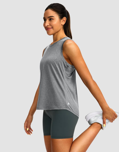Women's Workout Tops Racerback Athletic Tank Tops Sleeveless Loose Fit Yoga Running Gym Shirts for Women(Heather Grey,L)