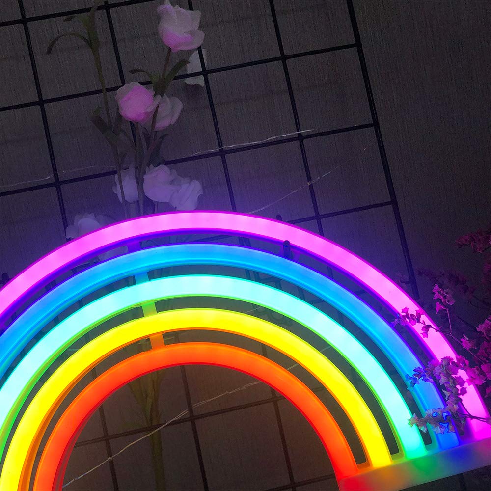 ENUOLI Rainbow Shape Neon Light Signs Wall Decoration USB Charging/Battery Night Sign LED Neon Decor Sign for Dorm Room Bedside Table Christmas Party Birthday Party Wedding Kids Room Kids Gift