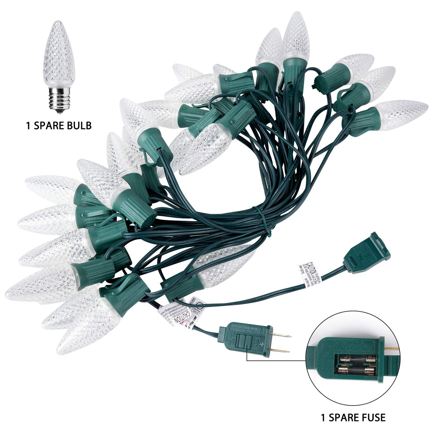 Brightown C9 Christmas String Lights Outdoor 50 Feet Led Christmas Lights, 50+1(Spare) Strawberry Bulbs Connectable UL Certified for Indoor Outdoor Roofline Patio Holiday Party Backyard Xmas Decor