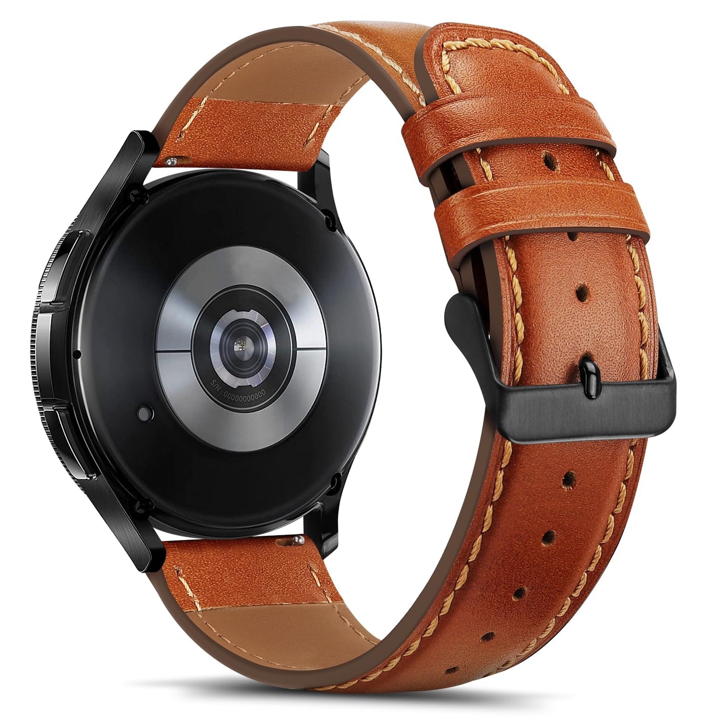 Tasikar Leather Bands Compatible with Samsung Galaxy Watch 47mm 7/6/5/4 Band/Watch 6 Classic 43mm 47mm/Watch 5 Pro Band, Genuine Leather Strap for Galaxy Watch 4 Classic/Watch 3, Classic Brown