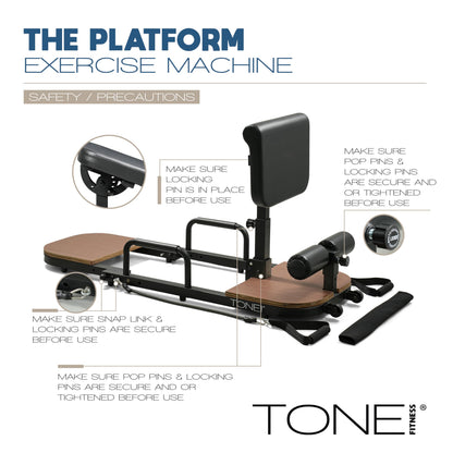 Tone Fitness Foldable Hip Thrust & Glute Exercise Machine | Adjustable Sissy Squat, Core & Leg Trainer | Compact Multi-Purpose Home Gym Equipment | Dark Walnut