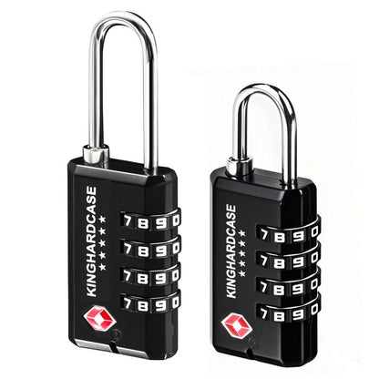 Kinghardcase 2 Pack TSA Locks for Luggage, 4-Digit Combination Travel Locks for Gun Cases, Toolboxes, Ammo Cases, Bags, Suitcases, Backpacks, Resettable Zinc Alloy Lock with Hook