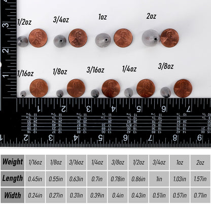 Dr.Fish 50 Pack Bullet Fishing Sinkers Worm Weights Lead Fishing Weights Bass Fishing Sinker Freshwater Texas Carolina Rig Punch Shot 1/4oz