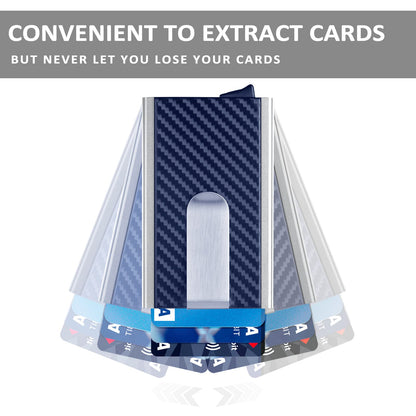 MOSIYEEF Minimalist Wallet for Men - RFID Blocking Card Wallet with Money Clip, Navy Blue, Leather
