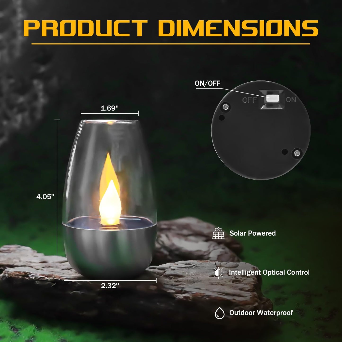 ISUNMEA Solar Outdoor Waterproof Flickering Flameless Candles - 6 Pack Rechargeable LED Battery Operated Fake Faux Tea Lights for Wedding, Home, Party, Garden Decor