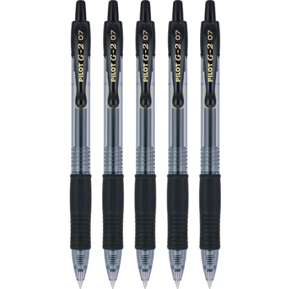 Pilot G2 Premium Gel Roller Pens 0.7, Fine Point Smooth Writing Pens Black, Pack of 5