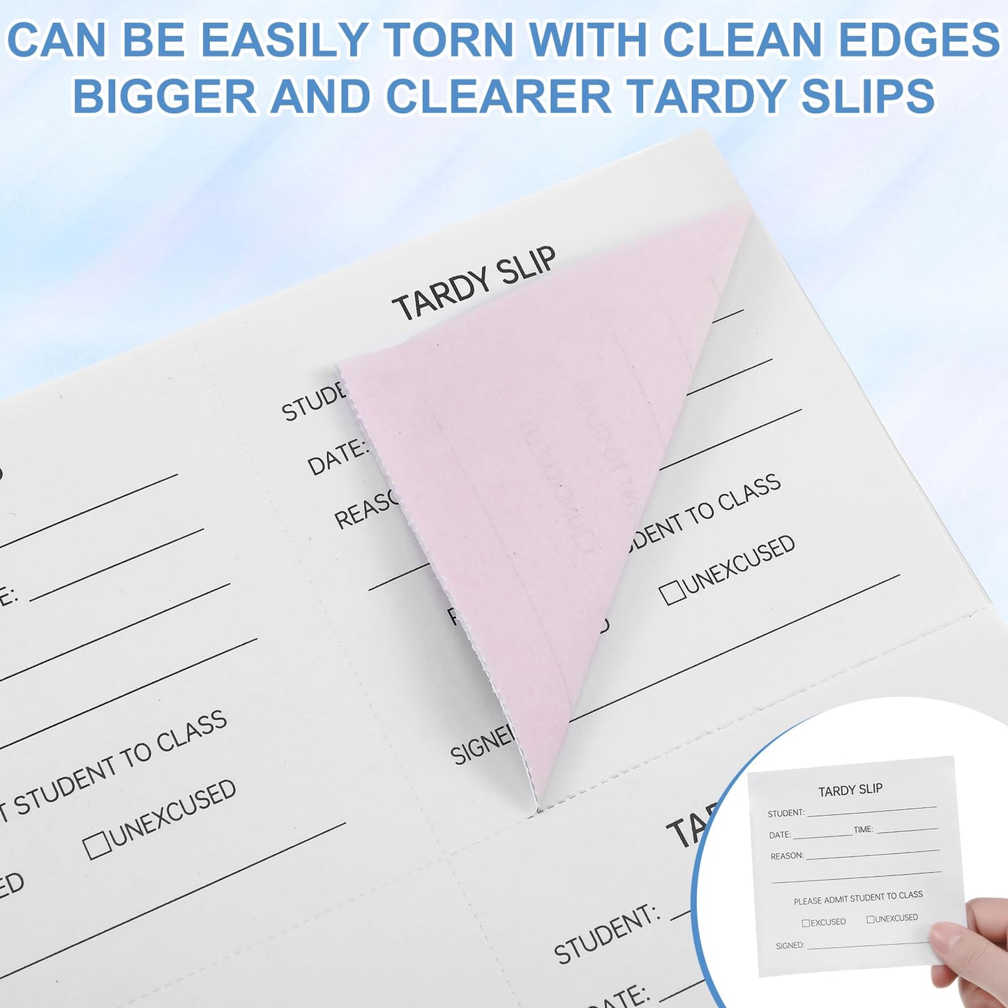 Dunzoom 1 Pack Tardy Slip Book with Carbonless Duplicates 3.5 x 4.3 Inch Tardy Slips Per Book Form Register Copy for School Recording Student Late Arrivals Easy Removal Fold and Tear