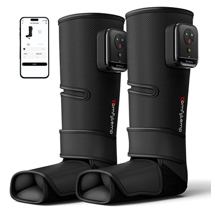 Comfytemp Cordless Air Compression Leg Massager for Circulation and Pain Relief, Portable Foot and Calf Compression Boots for Plantar Fasciitis, Varicose Veins, Ideal for Mom Dad (Fit Calf 13"~19")
