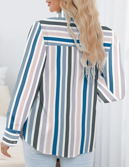 Zeagoo Womens Shirts Button Down Printed Lantern Long Sleeve Blouse Fashion Casual Tops 2025
