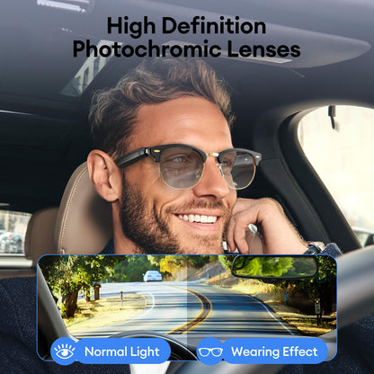 AI Smart Glasses, Bluetooth 5.4 Translation Glasses with 144 Language & Accents, Blue Light Filtering Lenses, Multifunctional Smart Glasses for Men Women, Travel Meeting Trade Business HY-C8 White