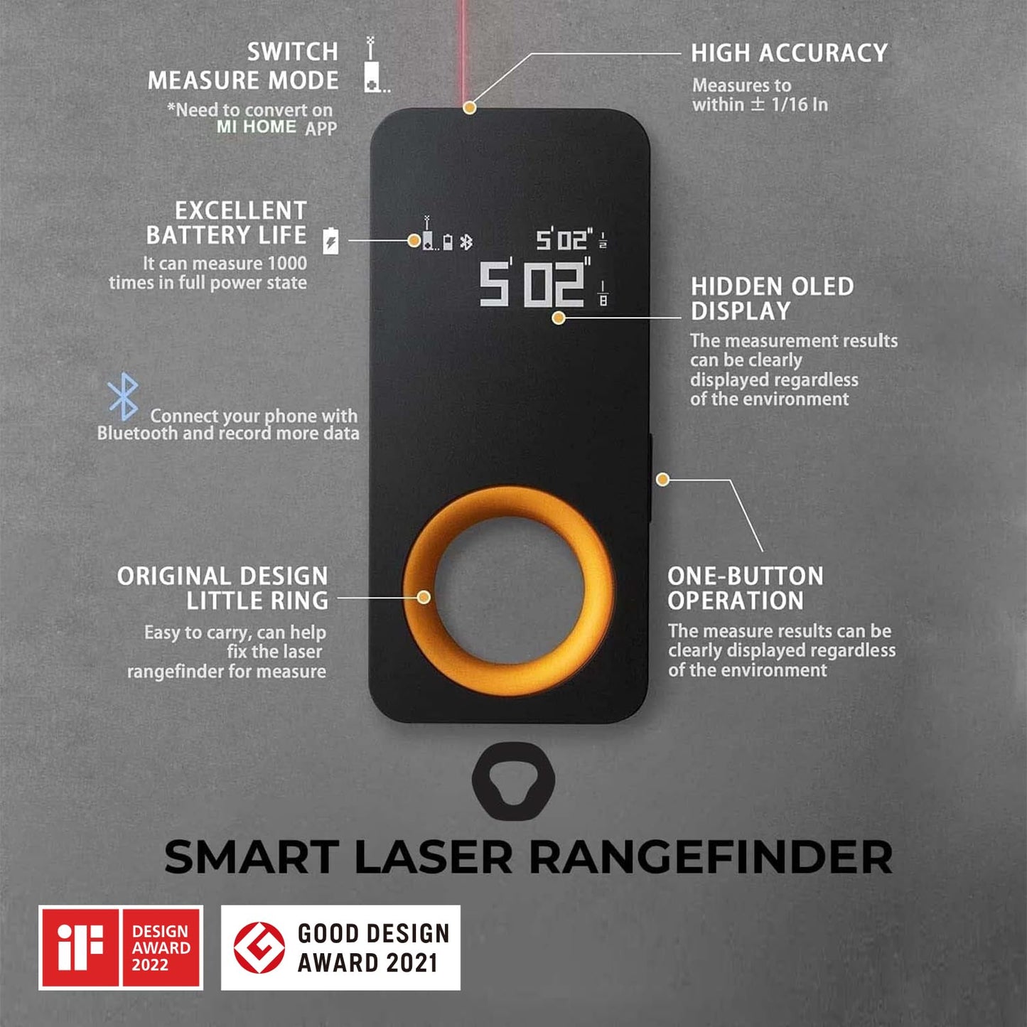 HOTO Laser Measuring Tool, Unique Gifts for Men Women, Pocket-Size 98Ft Laser Tape Measure ±2mm Accuracy, USB-C Rechargeable, OLED Display, Ft/M/in Unit, Real-time Data Sync, Cool Gadgets & Home Use