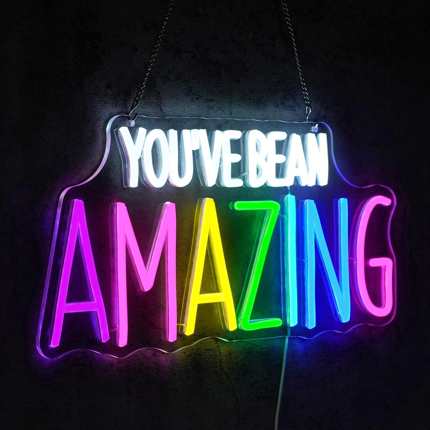 Virlusy You've Bean Amazing Neon Sign for Wall Decor Dimmable Positive Letters Led Light Up Signs LED Neon Light for Classroom Decor for Library Study Room Cafe Bedroom Art Decor Birthday Gift