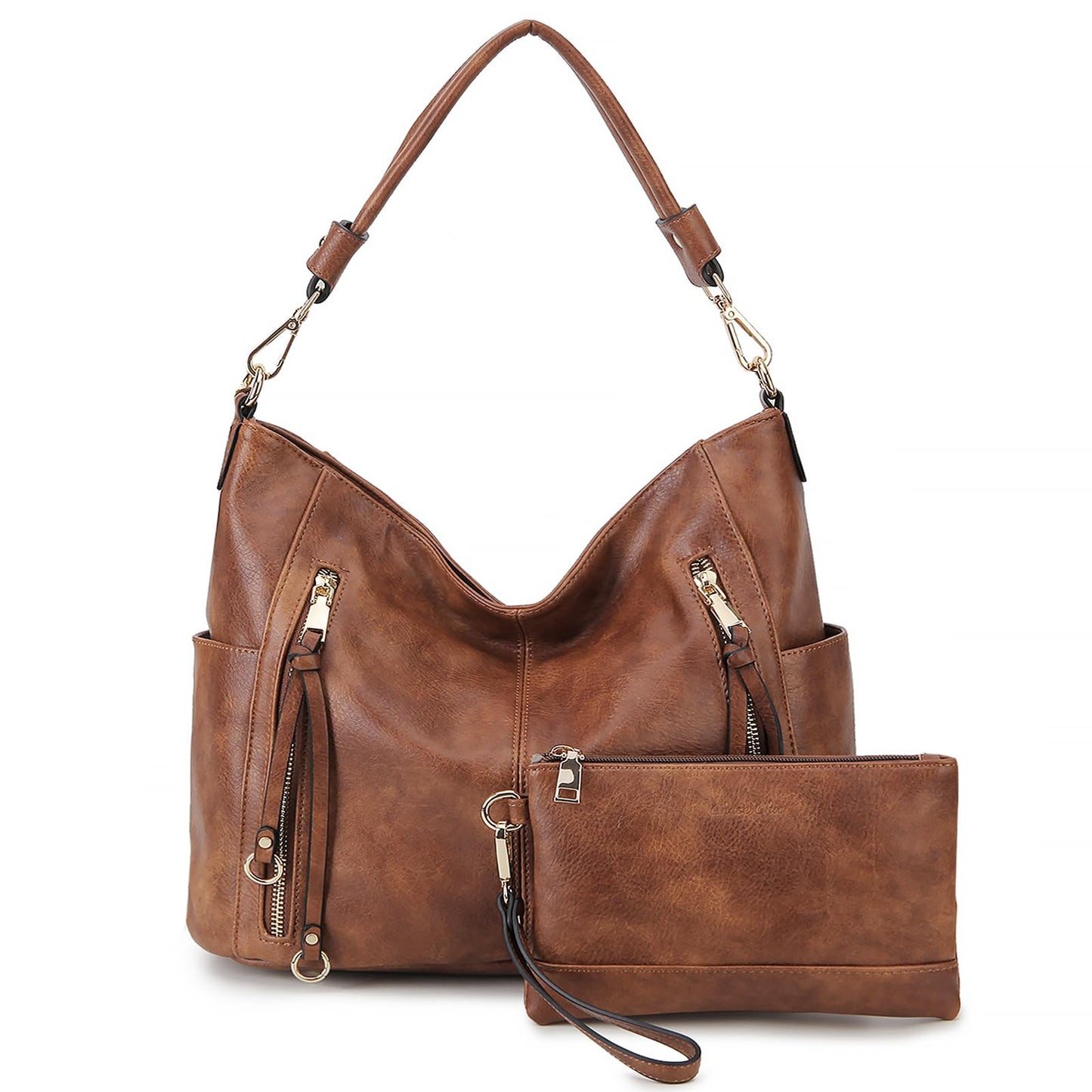 Chase Chic Hobo Bag for Women Handbags Purse Stylish with Detachable Strap Large Boho Shoulder Bag Crossbody for Ladies Easy to Clean,Working,Travel,Business(Brown)