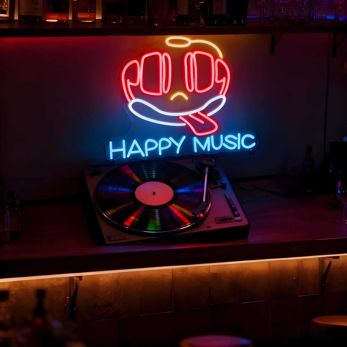 Neonawall Happy Music Neon Sign for Wall Decor Light Up Letters Business Led Sign Music Birthday Party Signs Led Decorative Night Signs Room Decorations Christmas Party Gifts for Bar Musician Studio