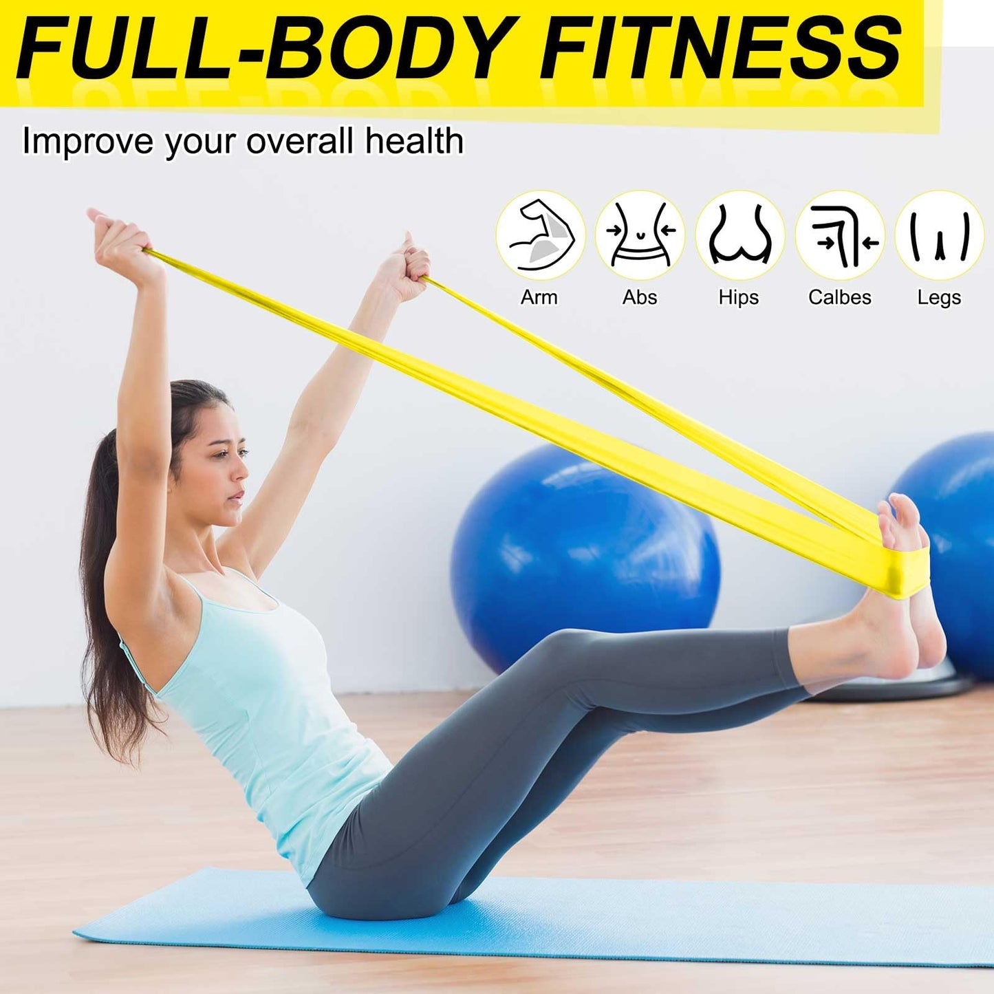 Deekin 10 Pcs 10 Lbs Resistance Bands Bulk Professional Exercise Elastic Bands Latex-Free Yoga Starter Set for Pilates, Physical Therapy, Strength Training, Yoga, Workout for Women Home Gym(Yellow)