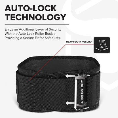 Iron Bull Strength Weightlifting Belt for Men and Women - 6 Inch Auto-Lock Weight Lifting Back Support, Workout Back Support for Lifting, Fitness, Cross Training and Powerlifitng (Medium, Black)