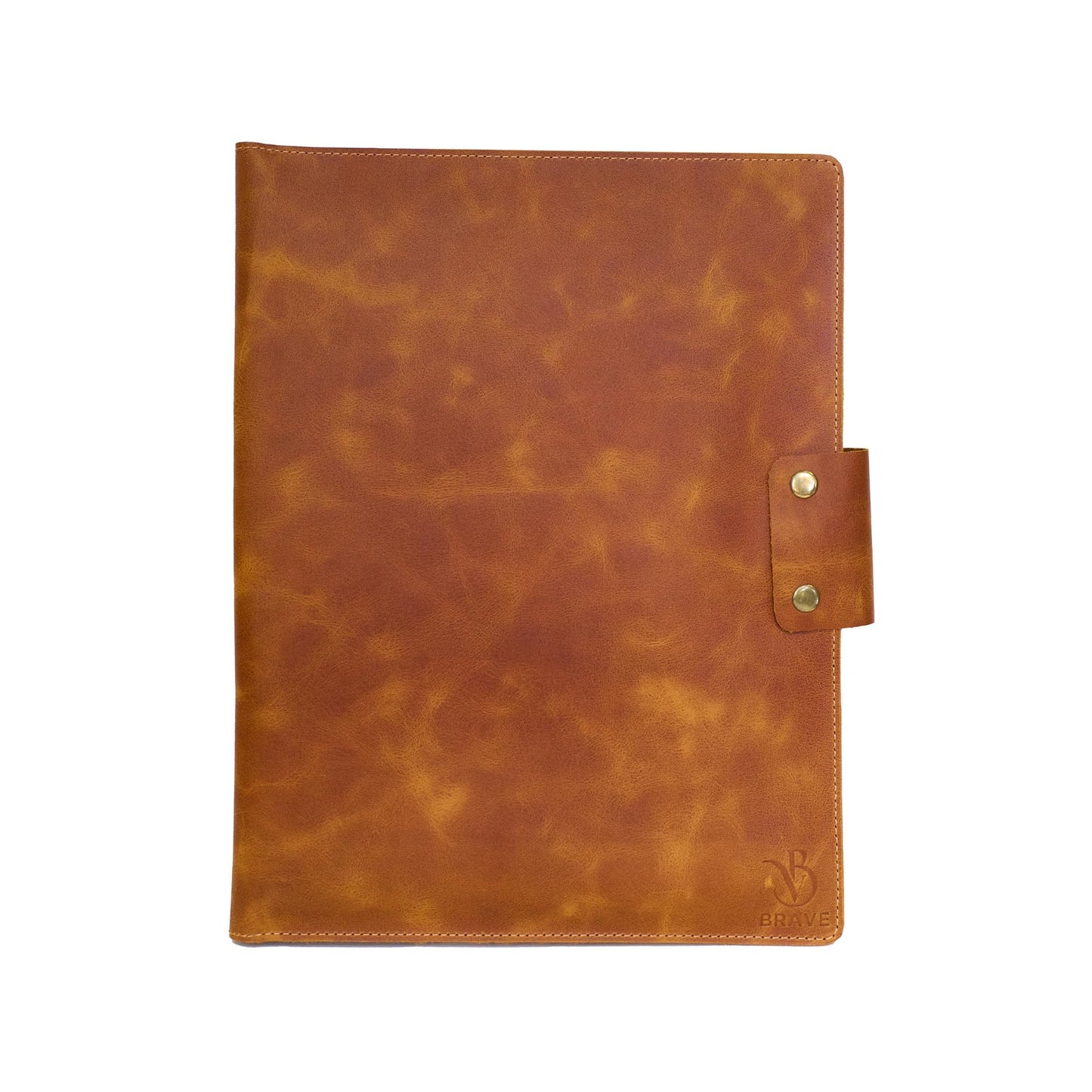 Leather Portfolio Folder - Genuine Leather Document Organizer with Multiple Pockets and Pen Holder – Business Padfolio for A4 Letter Size Papers, Professional Resume or Meeting Use (Whiskey)