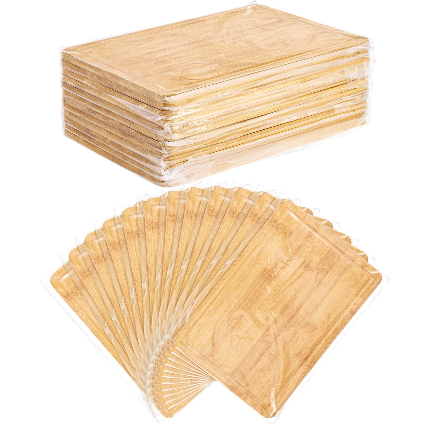 Patelai 12 Pack Bulk Plain Cutting Board Set Kitchen Chopping Boards Rectangular Blank Cutting Board Wood Crafts Serving Board for Christmas Wedding DIY Engraving Gifts(Bamboo,12 x 8 Inch)
