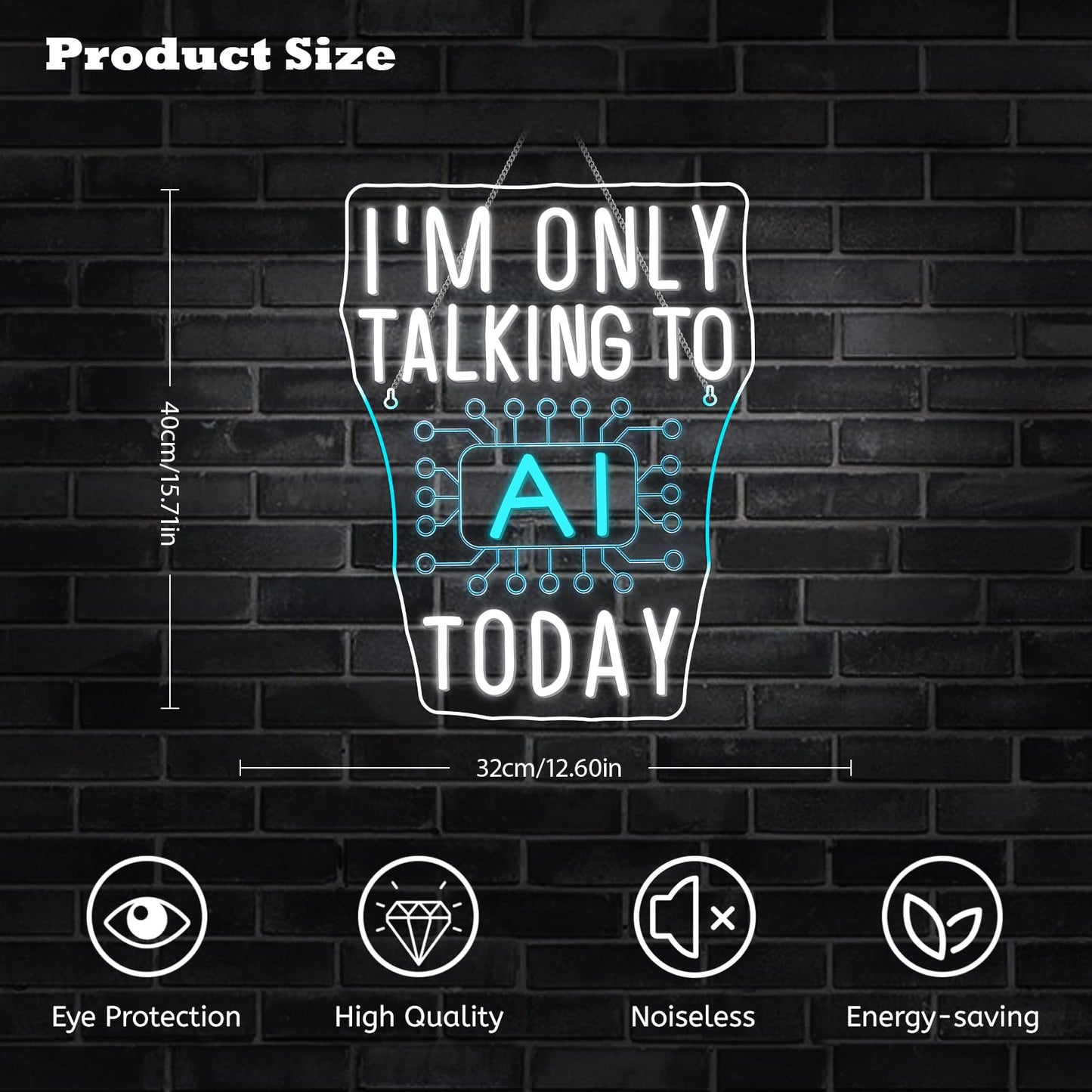 I'm Only Talking to AI Today Neon Signs for Wall Decor Futuristic Tech-Inspired Neon Light USB Powered Dimmable LED Light up Signs Perfect for Offices Gamers, Coders and AI Enthusiasts