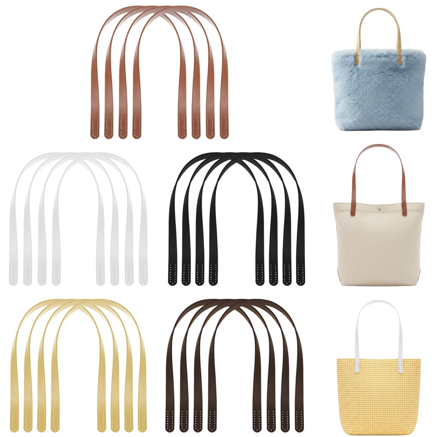 20 Pcs 24.8"L Leather Purse Handles, Premium Leather Purse Straps for Handbags Replacement, Multi-Color Bag Handles for Bag Making DIY Craft Supplies (5 Classic Colors)