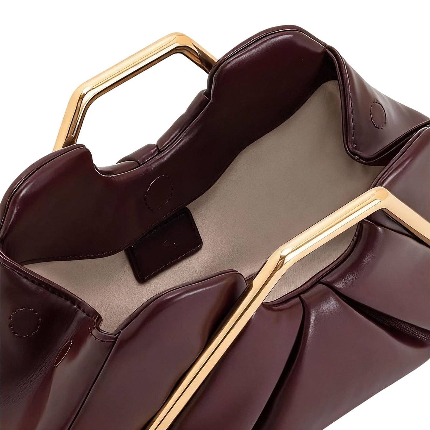 Women's Pleated Metal Frame Clutch Elegant Cloud-Shaped Leather Handbag Fashion Mini Evening Purses With Magnetic Snap (Claret)