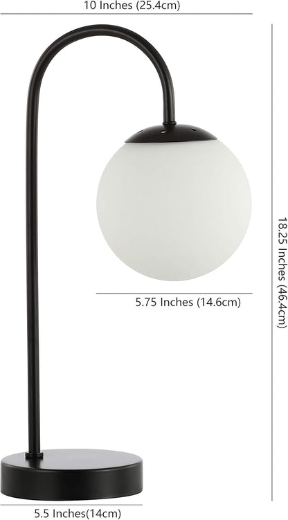 JONATHAN Y JYL6010A Arco 18.25" Iron/Glass Minimalist Mid-Century Globe LED Table Lamp Contemporary Glam Minimalist Bedside Desk Nightstand Lamp for Bedroom Living Room Office College Bookcase, Black