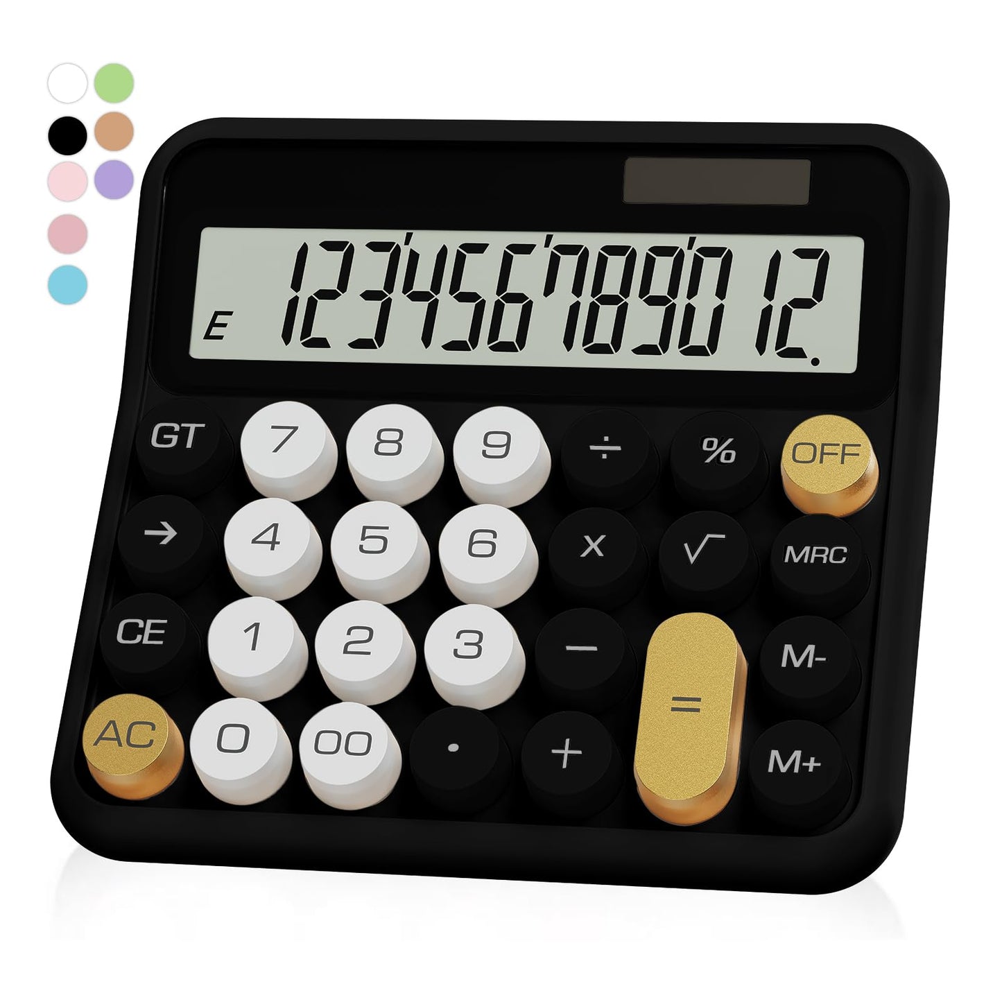 Black Calculator, UPIHO Standard Calculator 12 Digit with Large LCD Display and Big Buttons, Black Gold Office Accessories for Women Desk, Supplies for Office,School, Home, Business