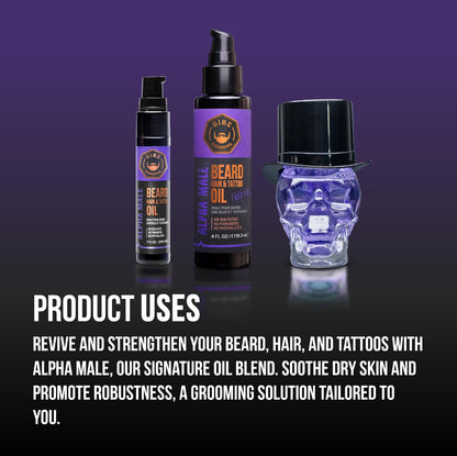 GIBS Beard, Hair & Tattoo Oil - Softens & Strengthens Beard Growth, Moisturizes Skin (4 Scents, 2 Sizes)