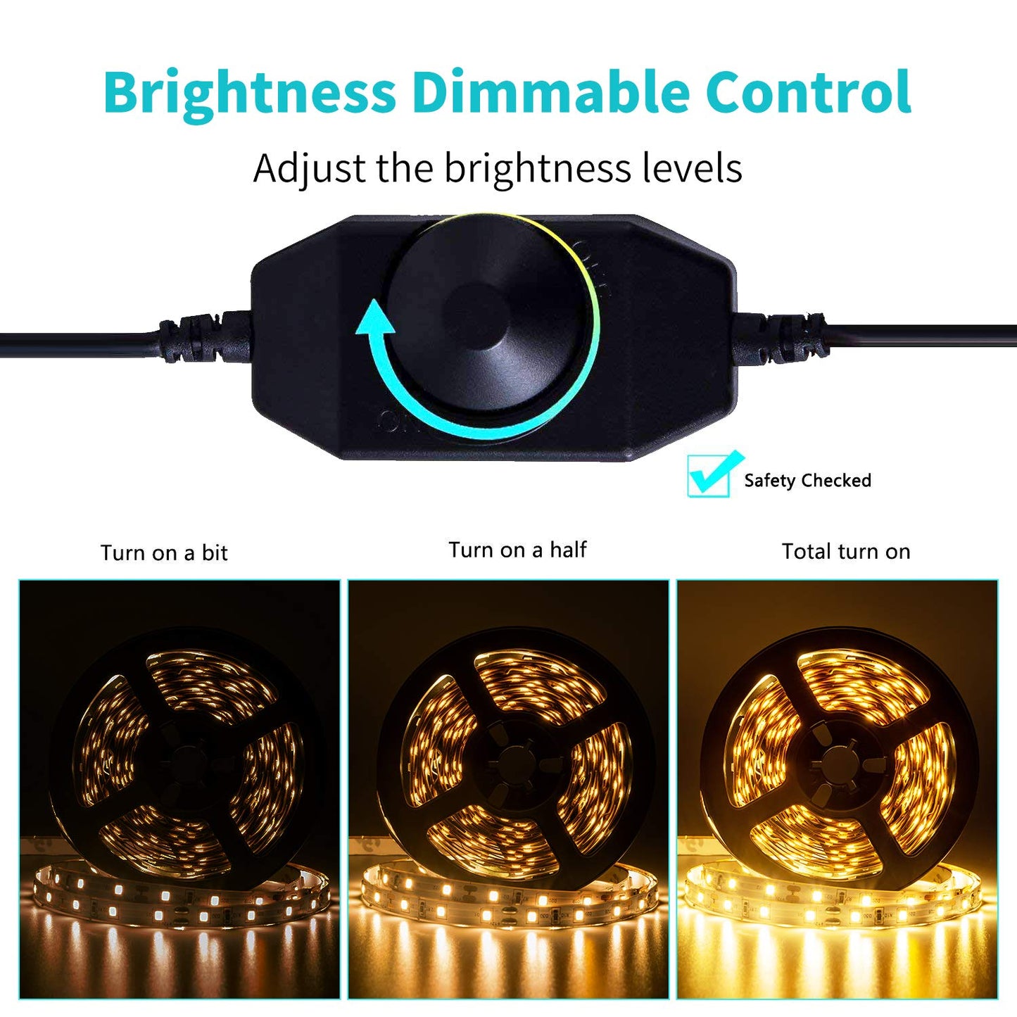 JUNWEN 20FT LED Strip Light Warm White 360 LED Beads,12V Soft Dimmable Warm Lights Strip, for Bedrooms, Mirror, Kitchen, Home Decoration, Not Waterproof