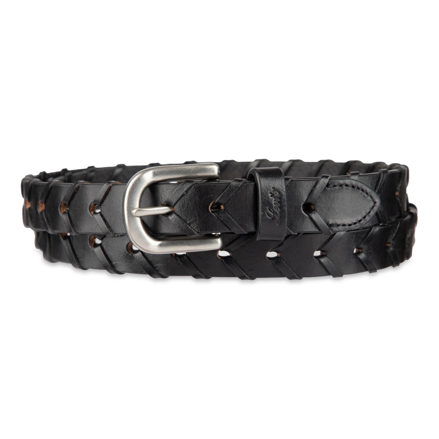 Levi's Women's Fully Adjustable Skinny Leather Braid Belt, Black, Small