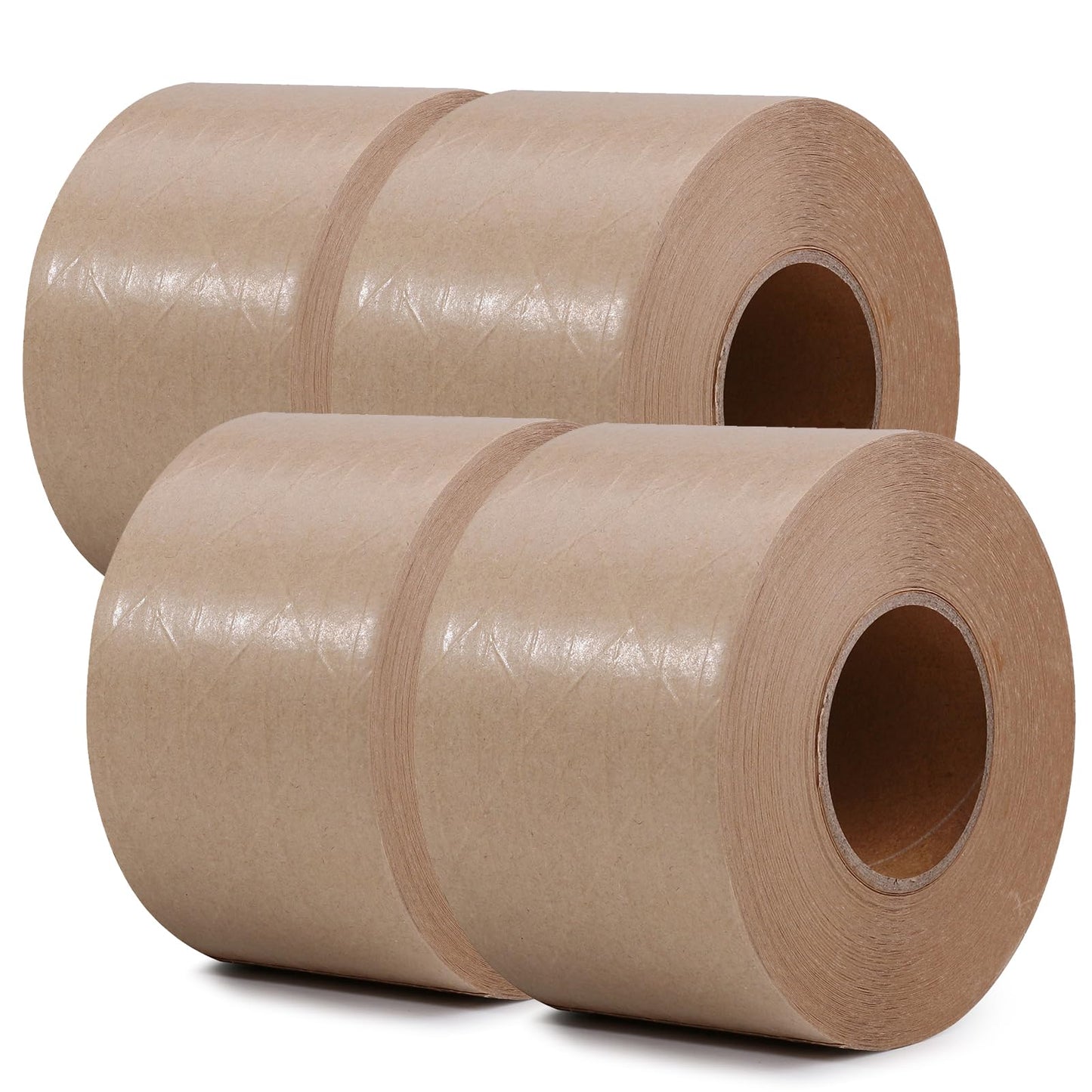 LLPT Kraft Paper Gummed Tape 2.75” x 66 Yards 4 Pack Reinforced Fiberglass Water Activated Kraft Tape Brown Packing Tape Heavy Duty for Mailing Shipping Sealing Boxes (PGB7060R04)