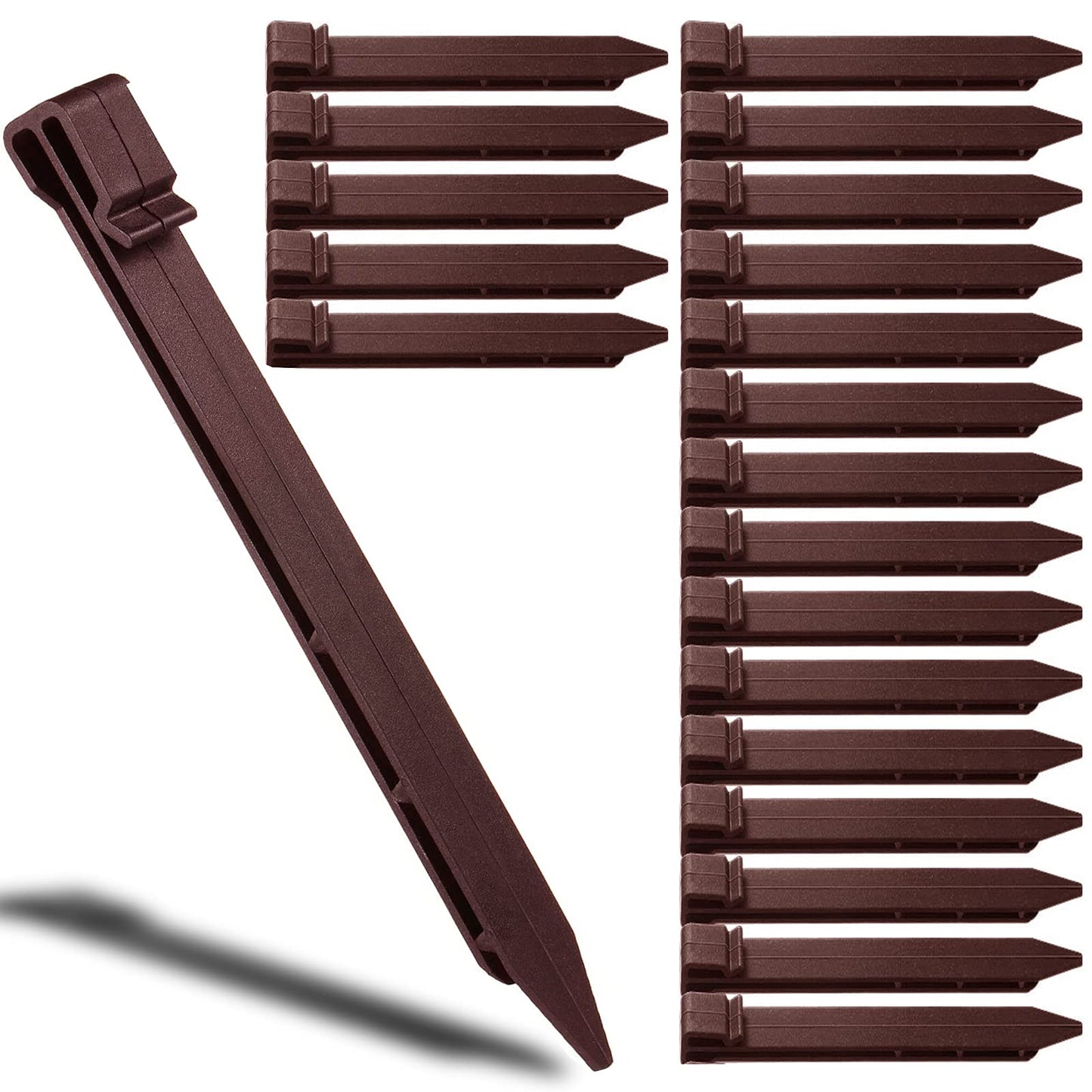 Aoipend 30 Pack Garden Landscape Stakes 10 inch Heavy Duty Plastic Stakes Tent Stakes Anchoring Spikes for Edging Terrace Board and Christmas Inflatables Garden Decorations Nails Brown