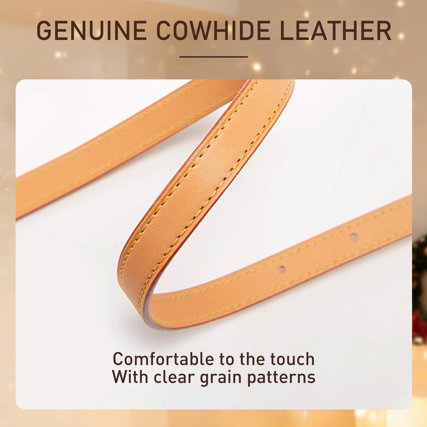OAikor Genuine Vachetta Leather Thin Purse Straps Replacement Crossbody, Adjustable Bag Strap Shoulder Strap for Lv Speedy,Pochette,Alma,Noe,Boulogne Small Handbag,Width:0.43in/Length:47.2in,Beeswax