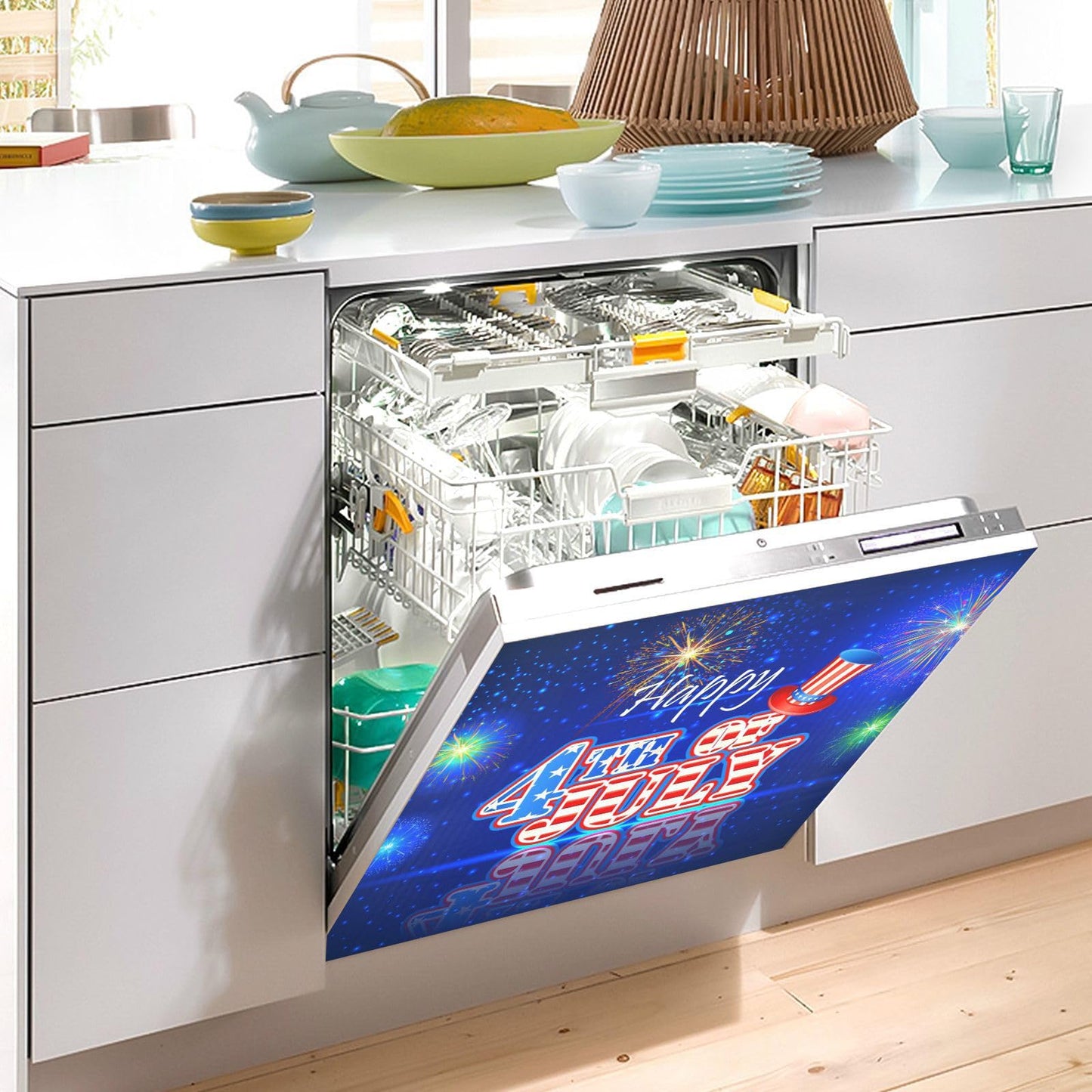 Kigai 4th of July Dishwasher Magnet Cover, Kitchen Fridge Door Panel Magnet Sticker Appliance Wash Machine Magnet Cover 23 x 26 Inch
