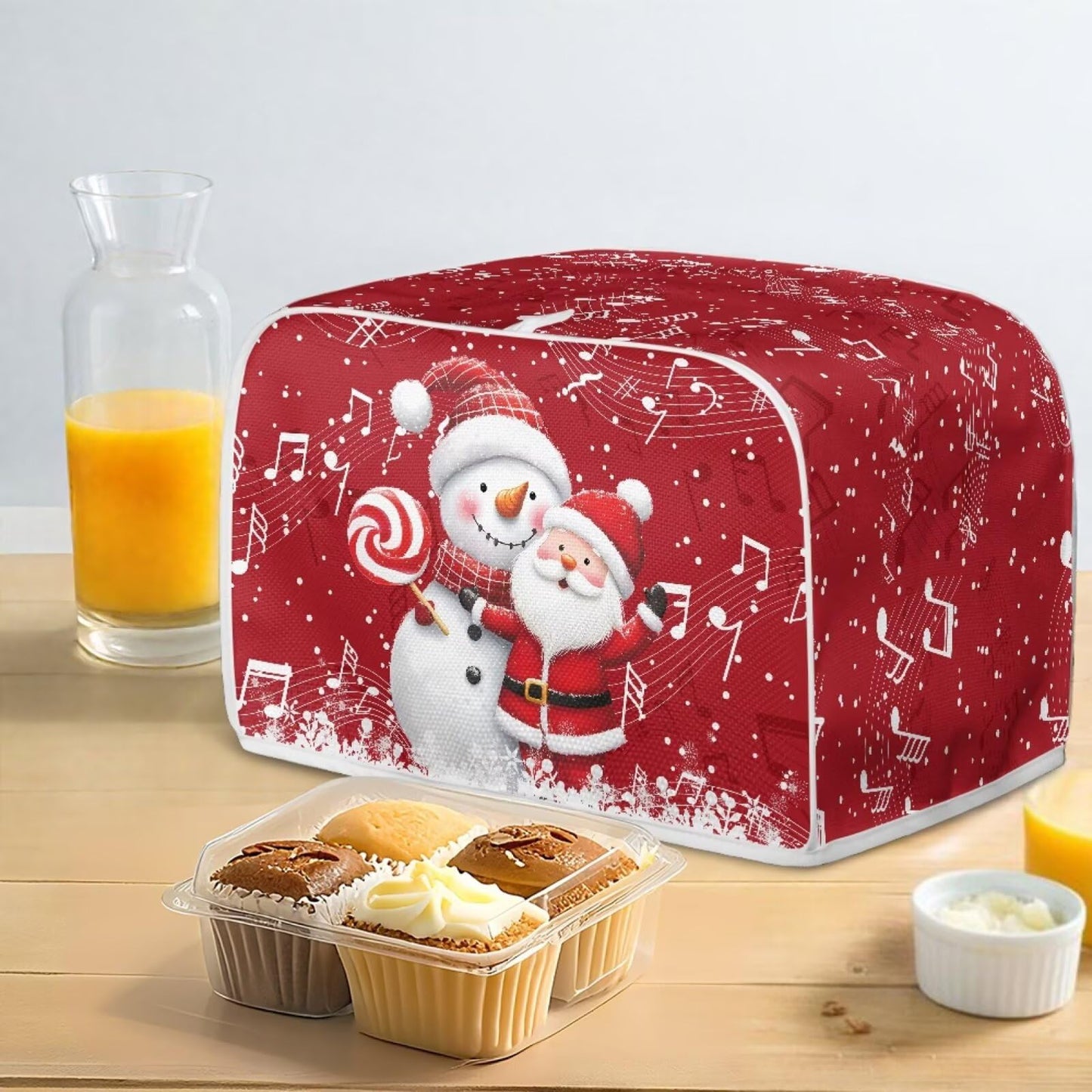ASQVTIFE Christmas Santa Claus Toaster Dust Cover 4 Slice for Kitchen Christmas Decorations Snowman Bakeware Protector Compatible with 4 Slice Toaster Foldable Accessories for Kitchen