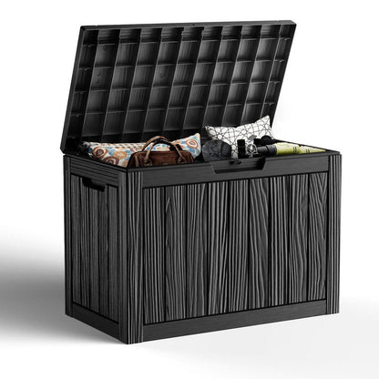 GGYI 50 GallonOutdoor Storage Box,Resin Deck Boxes Waterproof, IndoorOutdoor Bin for Package Delivery, Patio Cushions, Gardening Tools, Lockable, UV Resistant