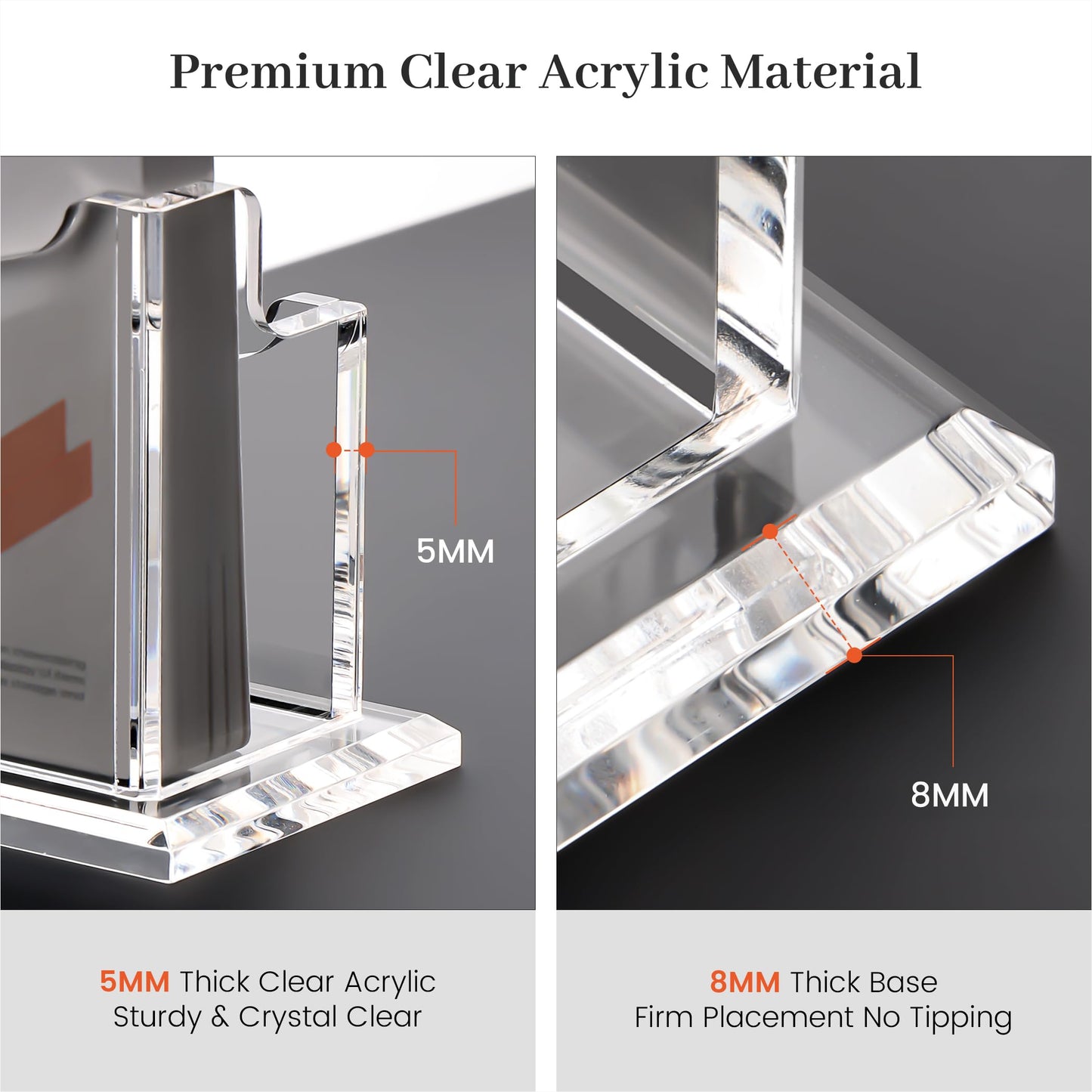 YUXUN Acrylic Business Card Holder for Desk-1 Tier 2 Slot, Vertical Business Card Holder Organizer for Women Men, Clear Business Card Display for Exhibition, Home, Office