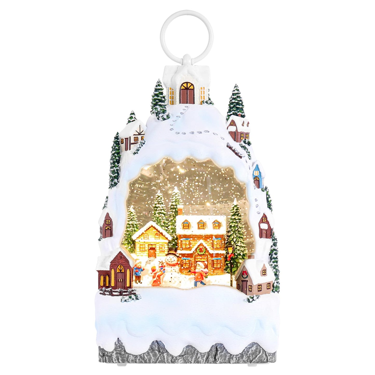 Christmas Snow Globe Lantern with 8 Holiday Music, Christmas Water Snow Globe USB/Battery Powered 6H Timer, Glitter Snowfall Build A Snowman Scene for Family Friends (Build A Snowman)