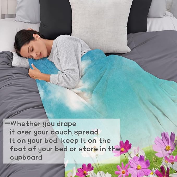 Spring Blossom Fleece Blanket - 50x60in Cute Girl in a Pink Dress Throw Blankets,Soft Cozy Lightweight, Ideal for Bed Living Room Home Whimsical Decor and Kids Women Gifts