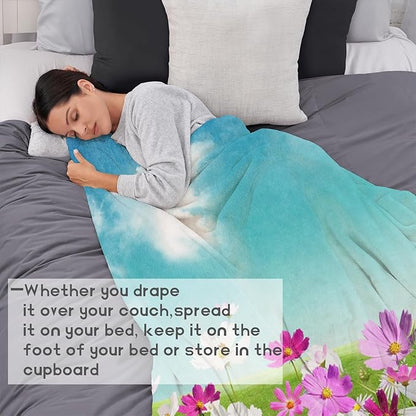 Spring Blossom Fleece Blanket - 50x60in Cute Girl in a Pink Dress Throw Blankets,Soft Cozy Lightweight, Ideal for Bed Living Room Home Whimsical Decor and Kids Women Gifts