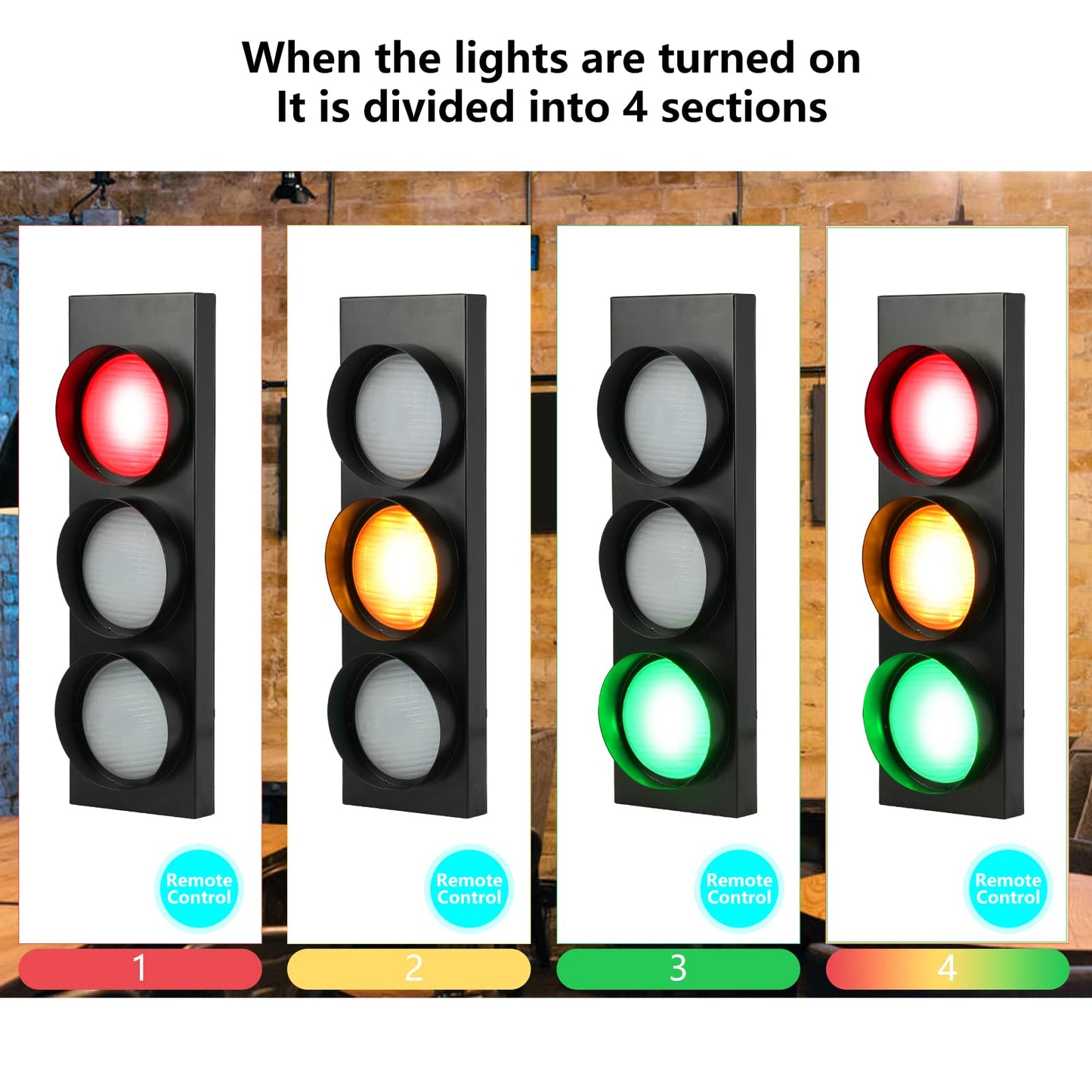 HOMIER Traffic Light Wall Lamp, Retro Style Traffic LED Lamp with Remote Control, Fun Room Traffic Stop Light Decor for Children's Day, Classroom, Kids Bedroom, Living Room, Club, Bar, Pub