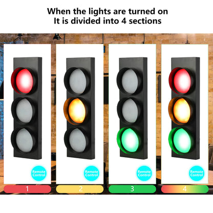 HOMIER Traffic Light Wall Lamp, Retro Style Traffic LED Lamp with Remote Control, Fun Room Traffic Stop Light Decor for Children's Day, Classroom, Kids Bedroom, Living Room, Club, Bar, Pub