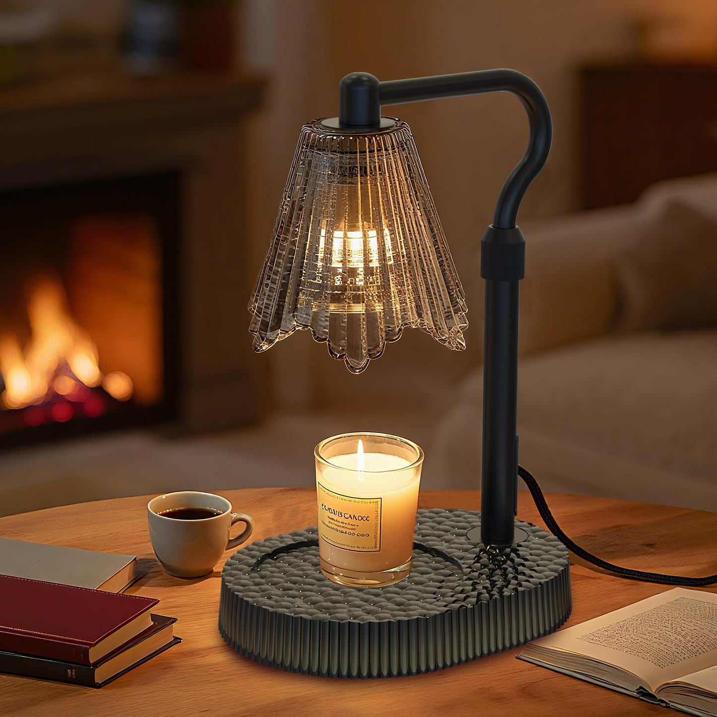 WYghyronic Candle Warmer Lamp with Timer & Dimmable 4-Level Brightness - Adjustable Height,for New Home Bedroom, Gifts for Women (Black)