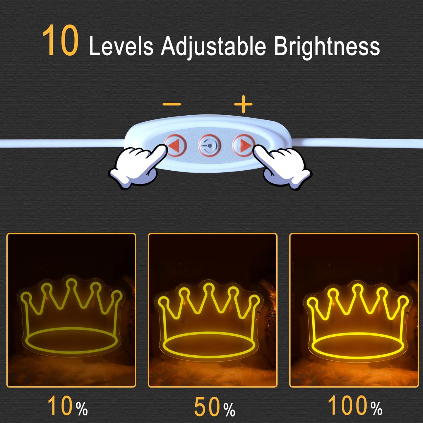 Neonawall Crown Neon Sign for Wall Decor Royal Light Up Business Led Sign Birthday Party Gift Led Decorative Night Signs Room Decorations Christmas Party Gift for Friend Family Girls Boys Home Bedroom