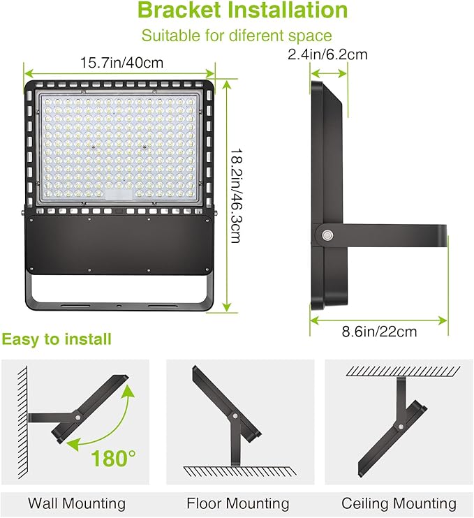 STASUN Flying Series Ultra 500W 75,000LM LED Flood Light Outdoor, 100-277V 5000K Daylight White, IP66 Waterproof Stadium Lights for Arena, Backyard, Parking Lot, Courts, ETL Certification