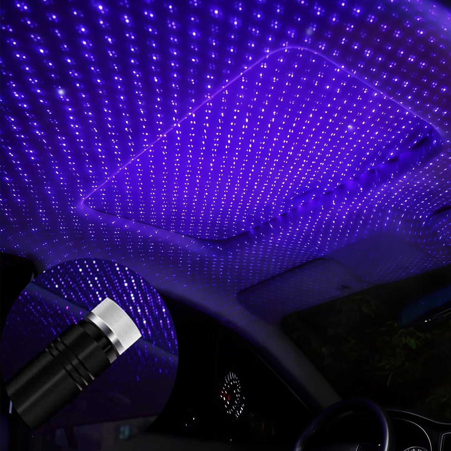 USB Star Projector Night Light, Adjustable Romantic Blue Interior Car Lights, Bending Freely Portable Auto Roof Lights Decoration for Ceiling, Bedroom, Party