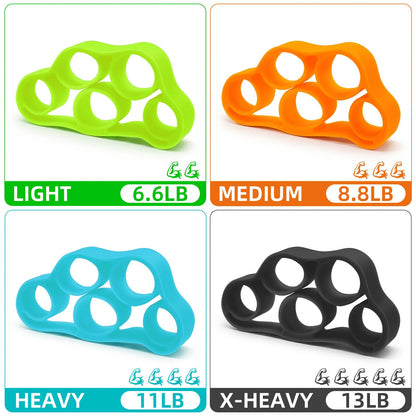 Finger Stretcher 4 Pack Finger Extensor Bands Hand Resistance Bands Finger Strengthener Finger Exerciser Hand Extension Exerciser Extensor Trainer for Grip Strength Rehab Climbing Training